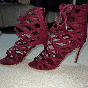 Purple strappy heels